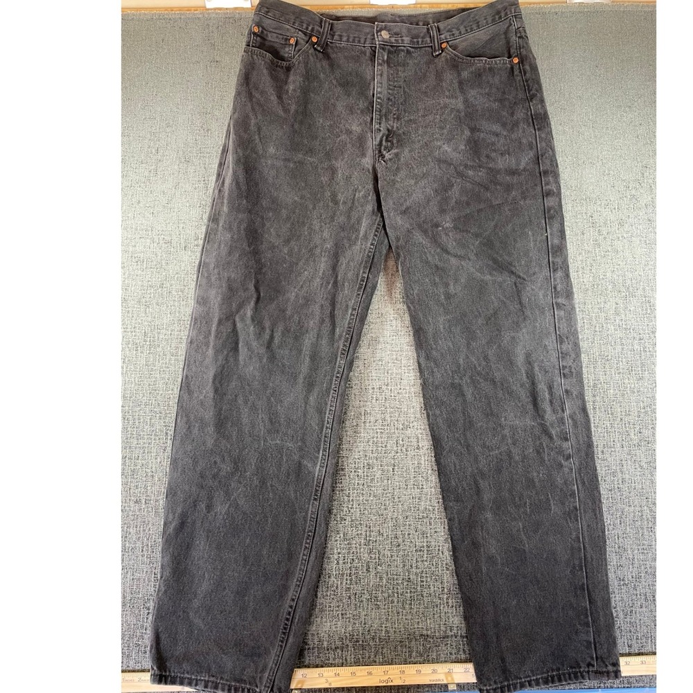 Levis 550 Relaxed Fit Black Jeans Mens 39x32 Tapered Leg Denim Pants